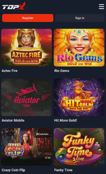 TopX casino Mobile Application